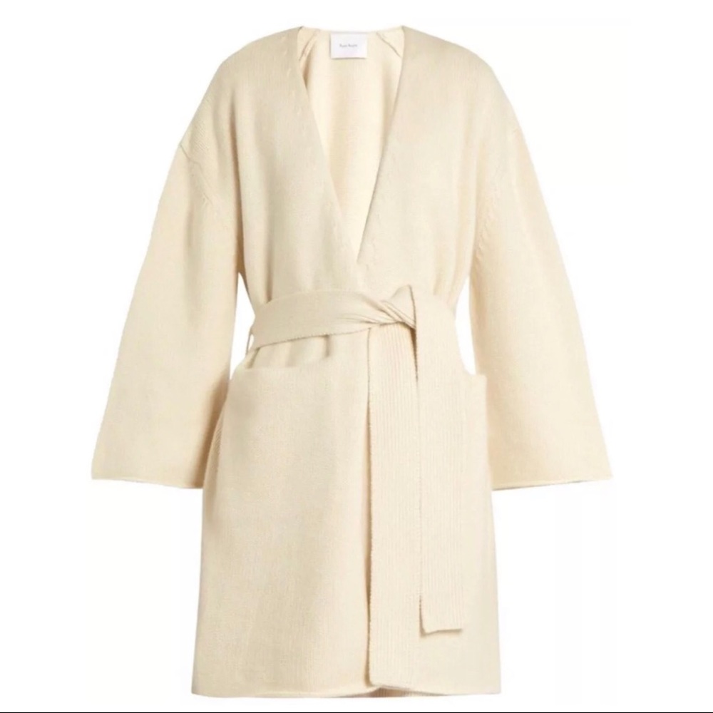 Ryan Roche Cashmere Cardigan Sweater Ivory XS